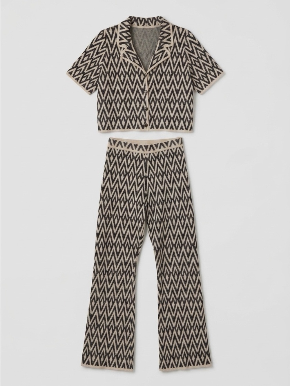 House of Harlow Black & White Chevron Button Down Shirt & Pants Set Size Medium